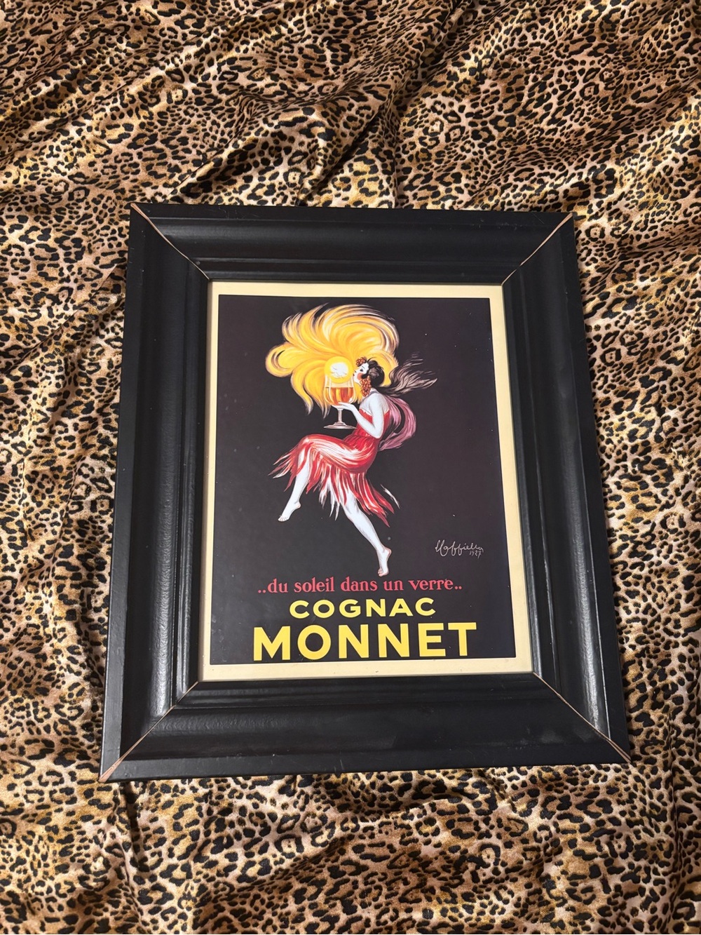 French Cognac Monnet Vintage Advertising Print in Black Frame 1927